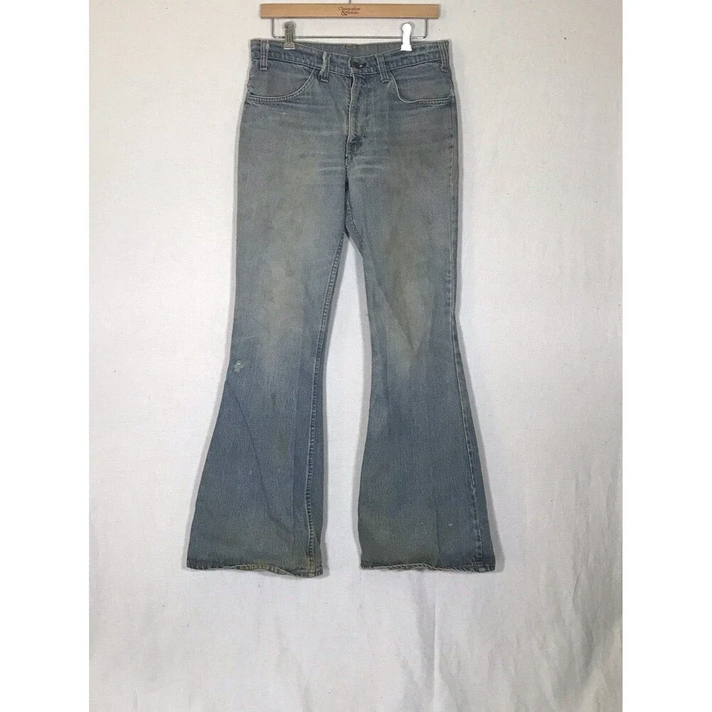 Vtg Levi's Big Bell Bottom Jeans 684-0217 Orange‎ Tab 32x33